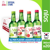 Jinro Assorted Flavors Soju 360ml Case of 20 FREE 20 Shot Glasses