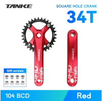 TANKE Crankset 170MM Bicycle Chainring 44T.42T.40T.38T.36T.34T.32T.hollow integrated crankset 104 BCD Narrow Wide Bike MTB Crown Square Hole Sprocket crank