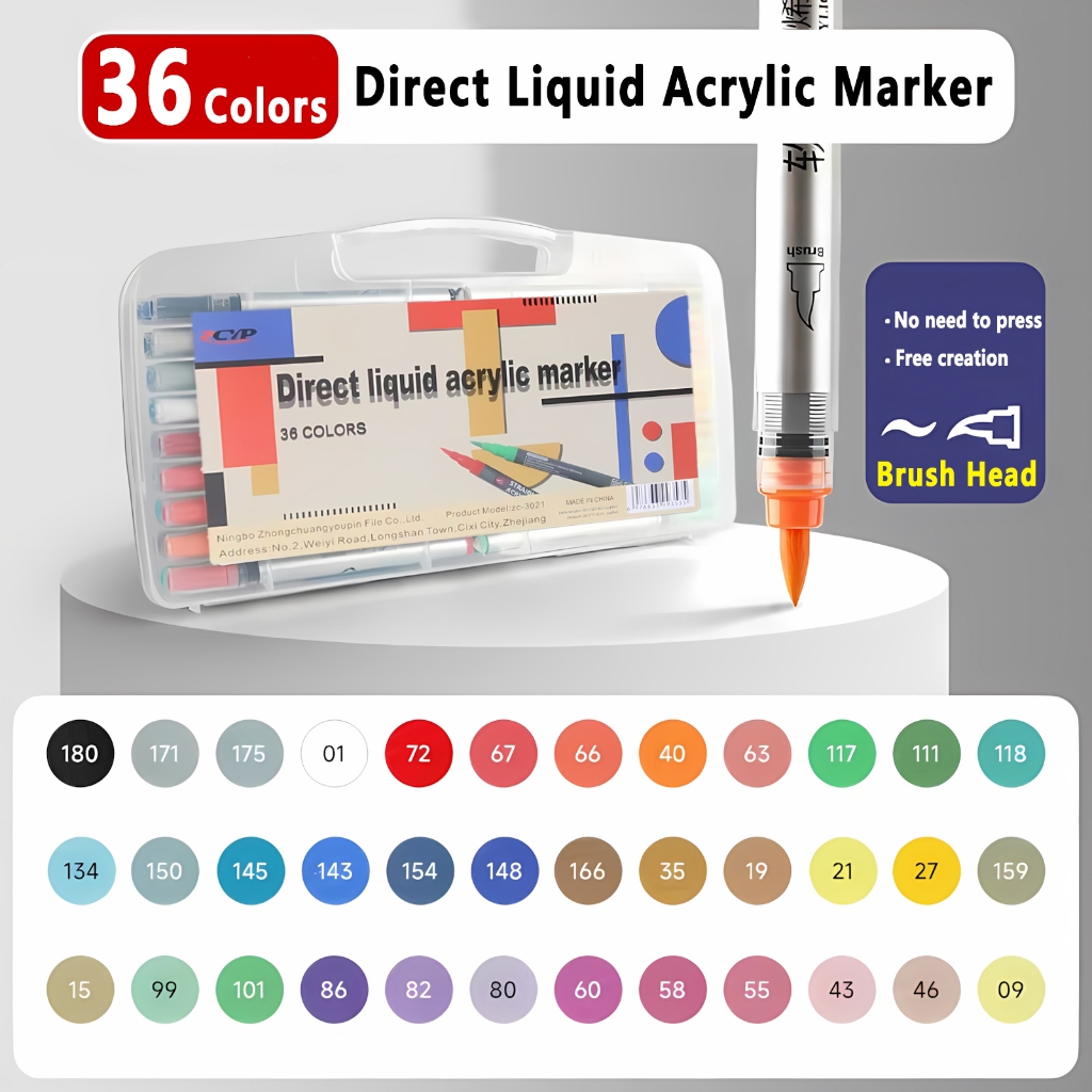 Acrylic Marker Pen Set Straight Liquid Soft Head Paint ColorPen Colored Pens Set Art Supplies DIY