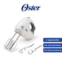 Oster 6-Speed Hand Mixer with Chrome Plated Beaters and Dough Hooks 250 watts (Portable Baking Electric Mixer for Baking)