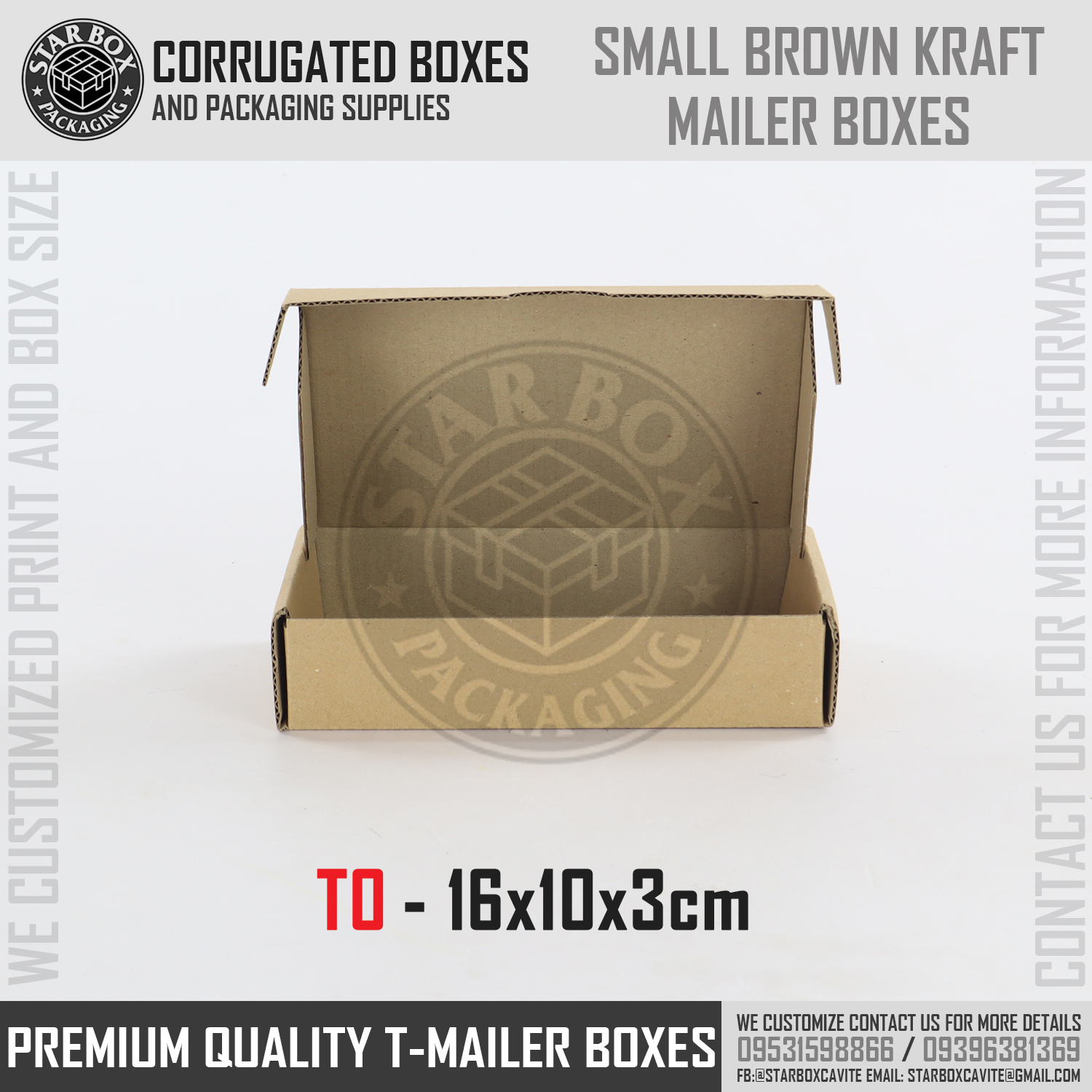 Starbox T-Mailer Box Brown Kraft Corrugated Mailer Box Shipping box Gift Box Packaging Box - Sold Per Piece