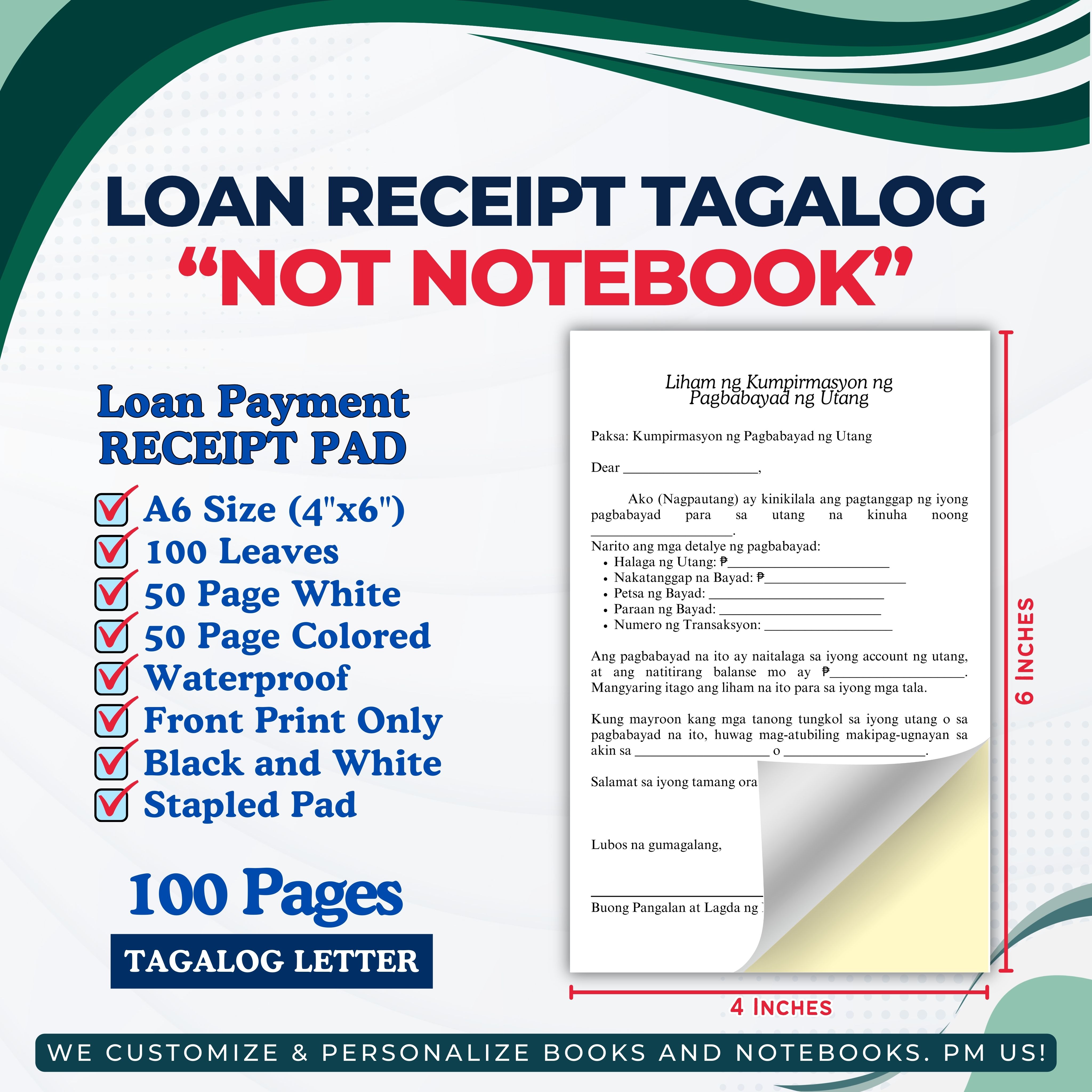 Loan Agreement & Tracker Notebook English & Tagalog Format 80 Sheets (160 Pages) | SNB 3 GBF 15