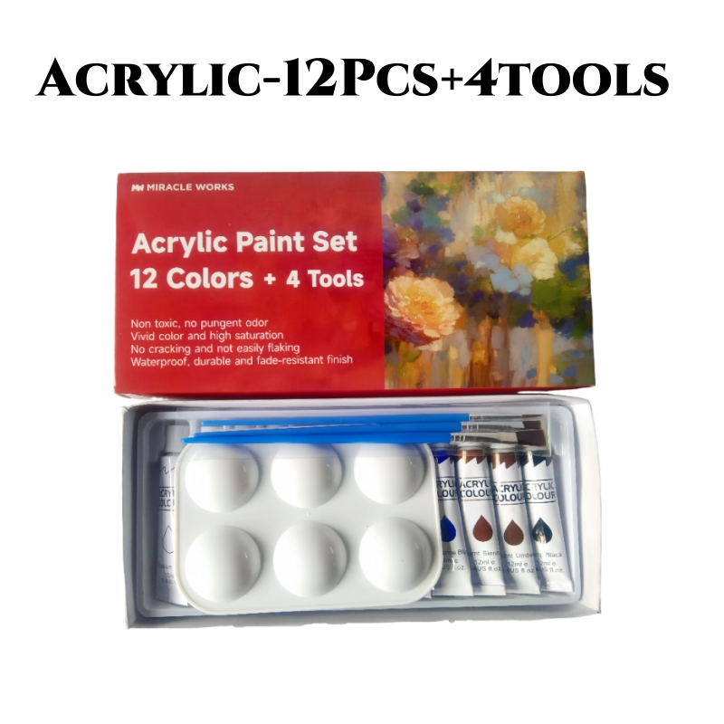 12/24 Colors Acrylic Paint Set/Watercolor Paint Set with Painting Tools (12ml per bottle)