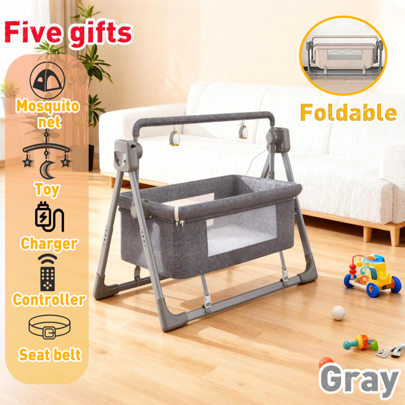 Electric Baby Cradle Foldable Electric Duyan For Baby Swing For Newborn With Remote&Bluetooth&Gifts