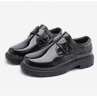 SIZE24-41 black shoes  #602A school shoes for men (Rubber-weighty)