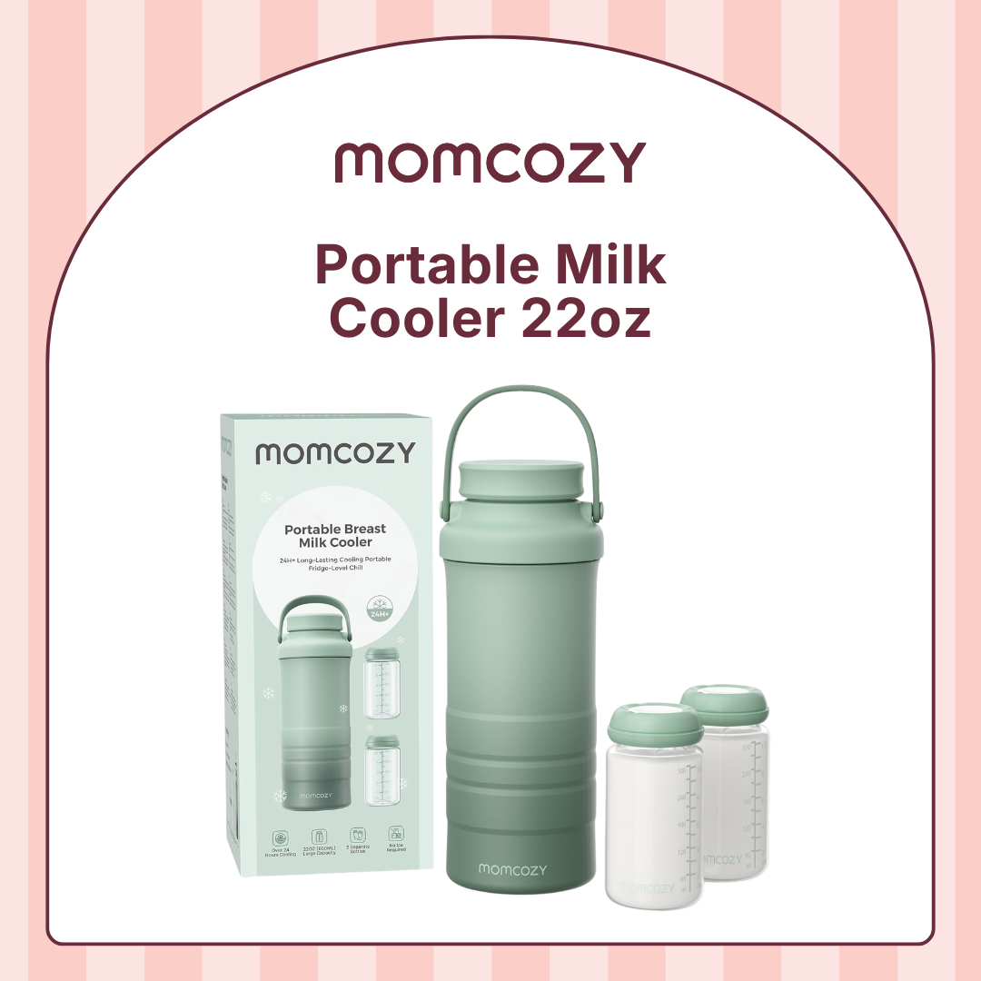Momcozy 22oz Portable Breast Milk Cooler for Outdoor Life Saver with 360° Total Cooling for 24 Hours Larger Capacity Travel Breastmilk Chiller with 2pcs Baby Bottles for Breastmilk Storage Green