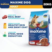Maxime Dog Food 20KG - For Adult Dog Made w/ Real Beef for Vitality Healthy Skin & Easy Digestion + Prebiotics