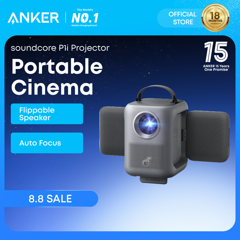 Anker soundcore Nebula P1i Smart Portable Projector with Flippable Speakers 1080P FHD 380 ANSI Lumens Auto Focus/Keystone All-Glass Lens Built-in Speaker D2200