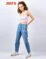 Just G High Waisted Balloon Fit Denim Jeans with Pleats