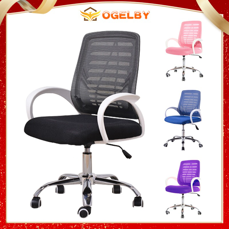 OGELBY Mid Back Mesh Office Chair for Study Table Adjustable Height 360
