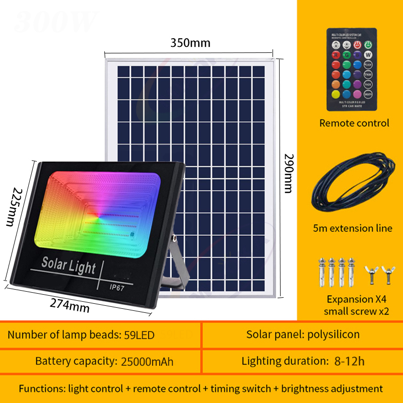 Original Solar Light Outdoor Waterproof Warm White LED Lights 50000W Solar Garden Lights High Brightness Yellow Solar Spotlight with Remote Control Suitable for Yard Garage Streets