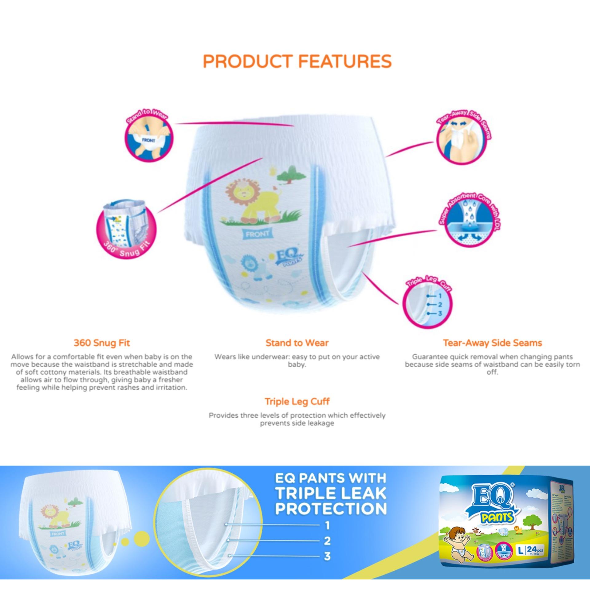 EQ Pants Large (9-14 kg) - 24 pcs x 1 pack (24 pcs) - Diaper Pants