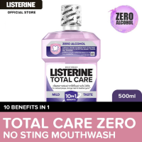 Listerine Total Care Zero Alcohol/ Alcohol Free Mouthwash 500ml - For Complete Oral Care Fresh Breath Teeth Whitening Fluoride for Strong Teeth Tartar Control Gum Care Kill 99.9% of germs that cause bad breath Plaque and Gum Problems