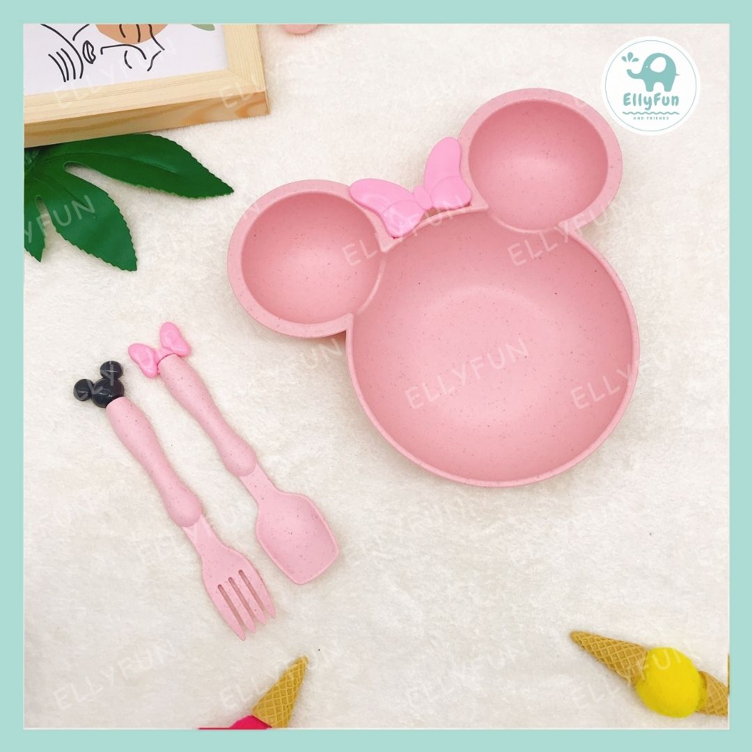 ELLYFUN Macaron colors mouse baby feeding plate set for baby & kids BF0025