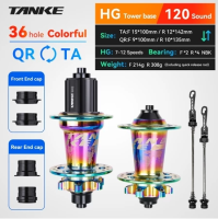 TANKE MTB Hub 6Paw 120 Sound 4 Bearing 28 32 36 Holes Quick Release Thru-Axle Exchange Disc Card Brake Bike Front/Rear Bicycle Hubs 8/9/10/11/12 Speed