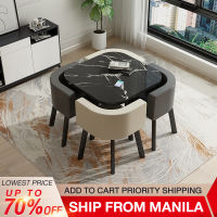 BAIERDI Nordic minimalist reception desk and chair combination negotiation negotiation table business store reception desk and chair office leisure small round table family dining table diameter 80CM + four stools
