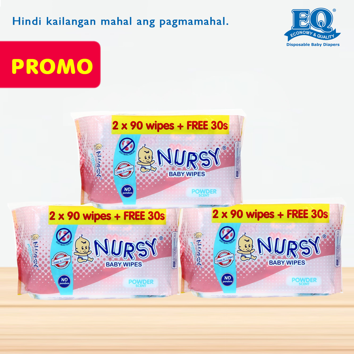 [PROMO PACK] Nursy Wipes Powder Scent 90 pulls - 6 Packs with FREE 30 pulls 3 Packs
