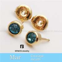 GF&Co Birthstone Earrings 18K Gold Stainless Steel Stud Earrings Hypoallergenic EZ3011