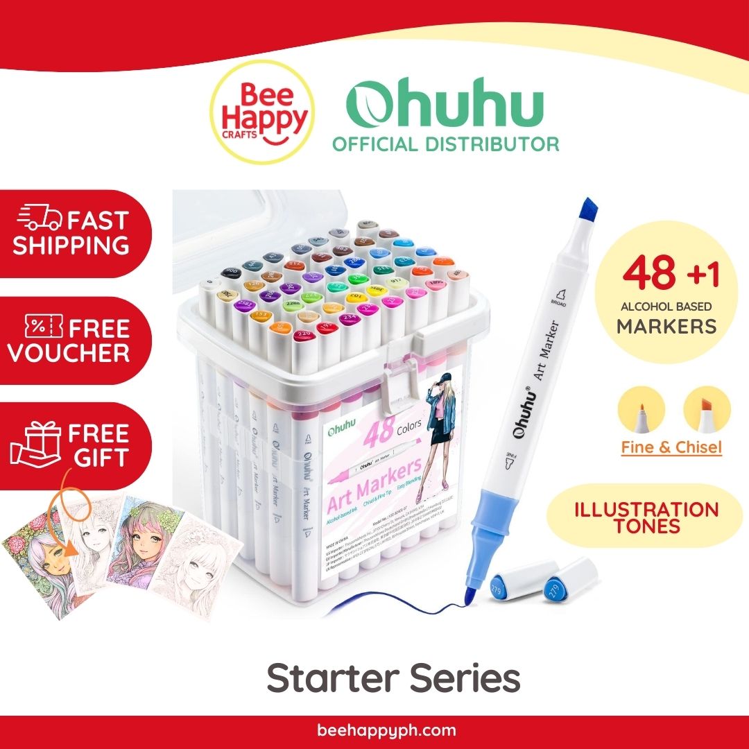 Ohuhu Markers Starter Set 48-color Double Tipped Alcohol Markers Fine & Chisel Alcohol-based Marker Set