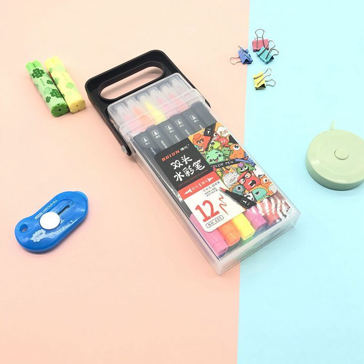 Double head watercolor pen Student painting Soft and hard watercolor pen washable