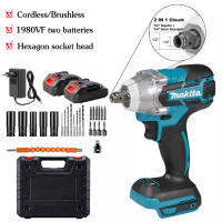 Makita Brushless Electric Impact Wrench 1980VF Impact Wrench Heavy Duty Cordless 2 Li-ion Batteries Original Rechargeable Portable Electric Impact Wrench Tools Socket Set Brushless Screwdriver Power Tool Gardening Home Tools