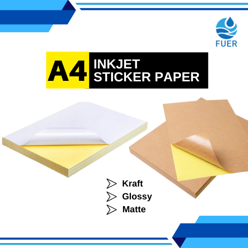 Printable Sticker Paper Glossy Matte kraft Inkjet A4 Size