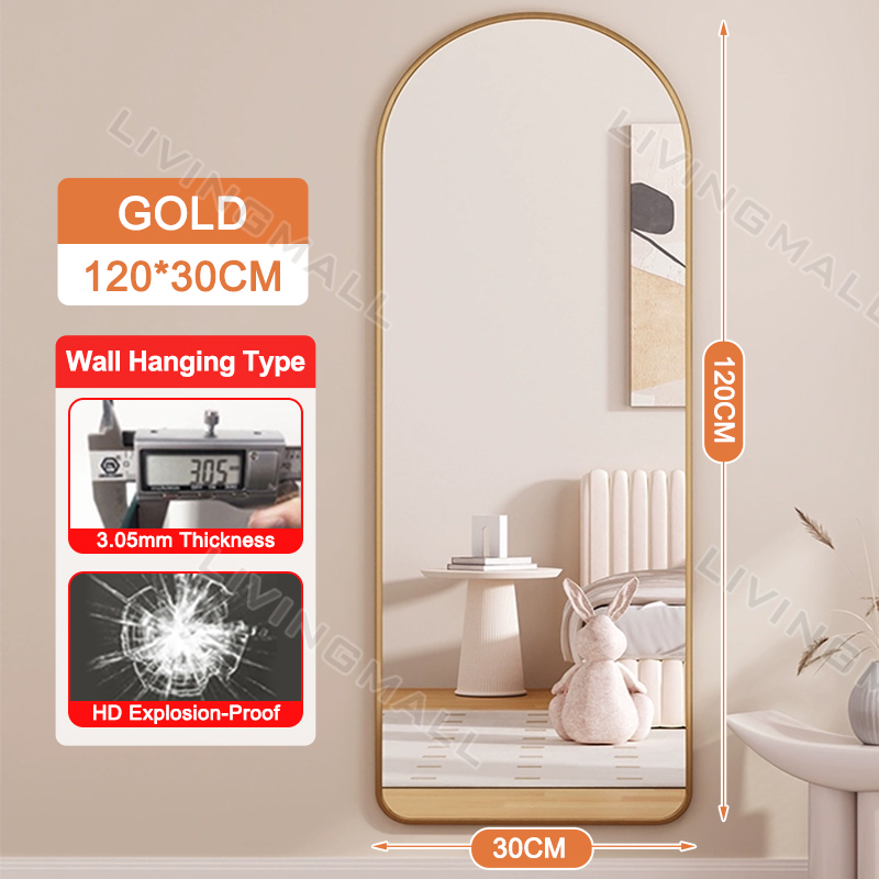 【Warranty】Whole Body Mirror with Stand HD Mirror Full Body Mirror Floor/Wall Mounted Dual Use Hanging Mirror in Bathroom Fitting Mirror Slimming Mirror Household Cloakroom Mirror Full Length Mirror Floor Mirror Wall Mirror for Living Room Bathroom Mirror