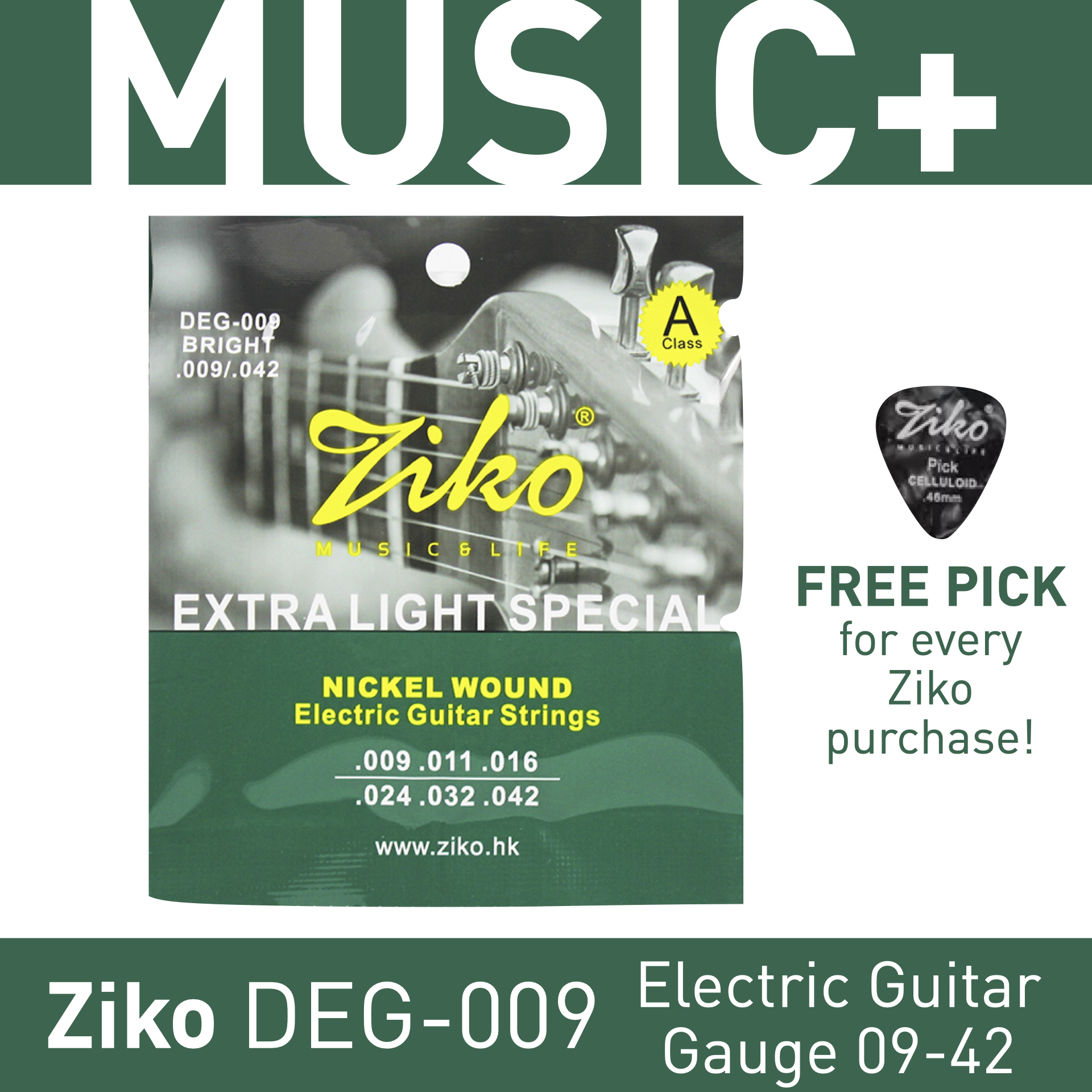 Ziko DEG Series Electric Guitar Strings (Nickel Wound) Extra Light