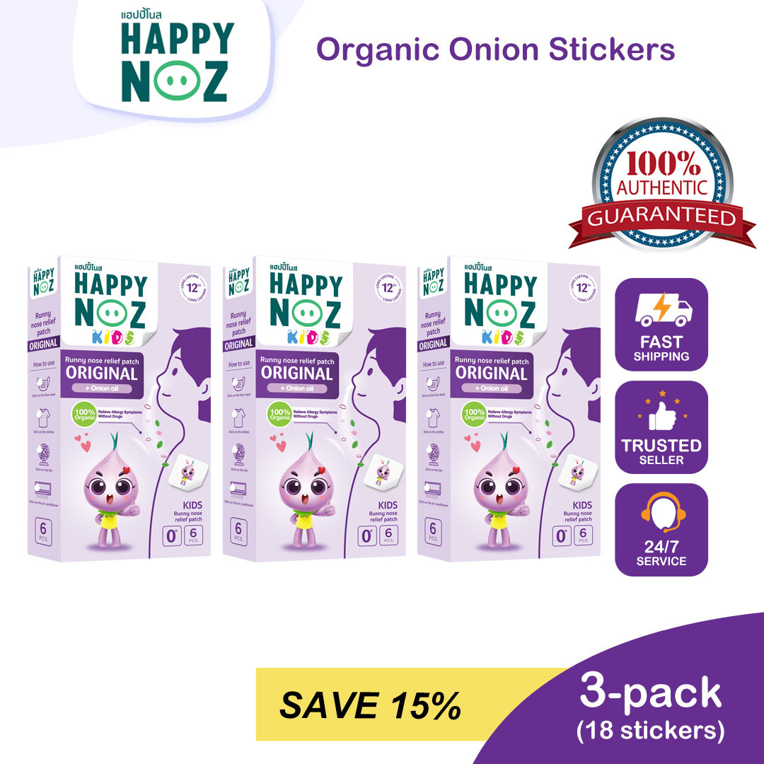 3 Pack Happy Noz 100% Organic Onion Sticker for Babies - Purple box - Viral infections