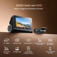 【3-year warranty】DDPAI V55S Dash Cam 4K Dual Camera 3840+2160P HD Car Dashcam 170° 24 Hours Parking Monitor Dashcam FOV WDR App Control Smart Enhanced Free Wifi Loop Recording G-Sensor Auto Voice Prompt