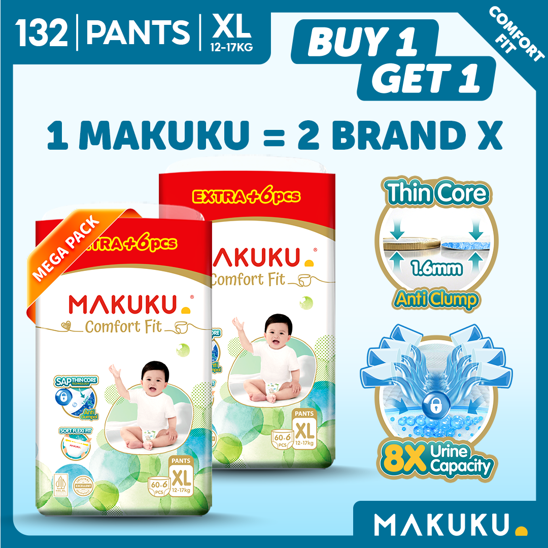【B1T1】 MAKUKU Comfort Fit Tape and Pants Diaper Ultra Thin Soft Breathable Super Absorbent Baby Diapers