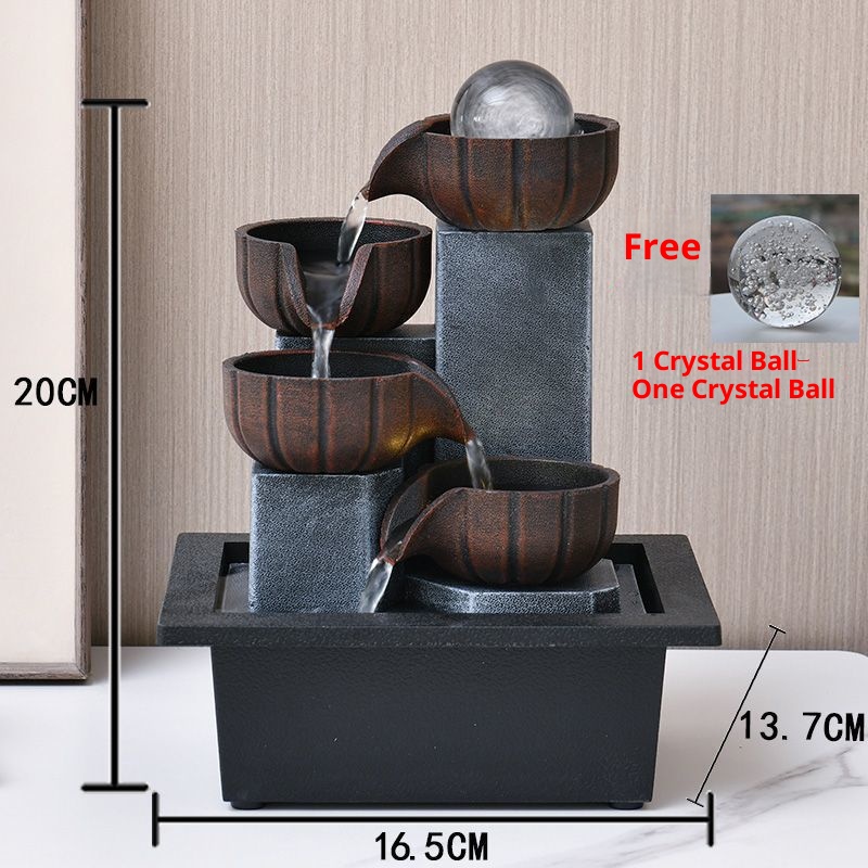 European Style Premium Tabletop Water Fountain | Small Indoor Humidifier Recirculating Water Decor for Home Office Shop Wealth Attracting Feng Shui Ornament