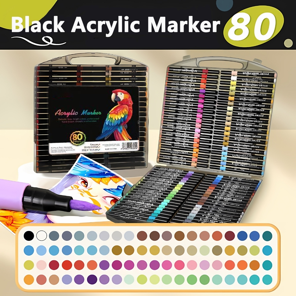 80 colors Box-packed Acrylic Marker Pen Set Color Marker Set Colored Pen Coloring set Highlighter pen Waterproof Non Fading