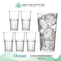 Ocean Glassware Centra Long Drink Tumbler Drinking Glass Clear Glasses 495ml / 17 1/4oz Set of 6 (FM)
