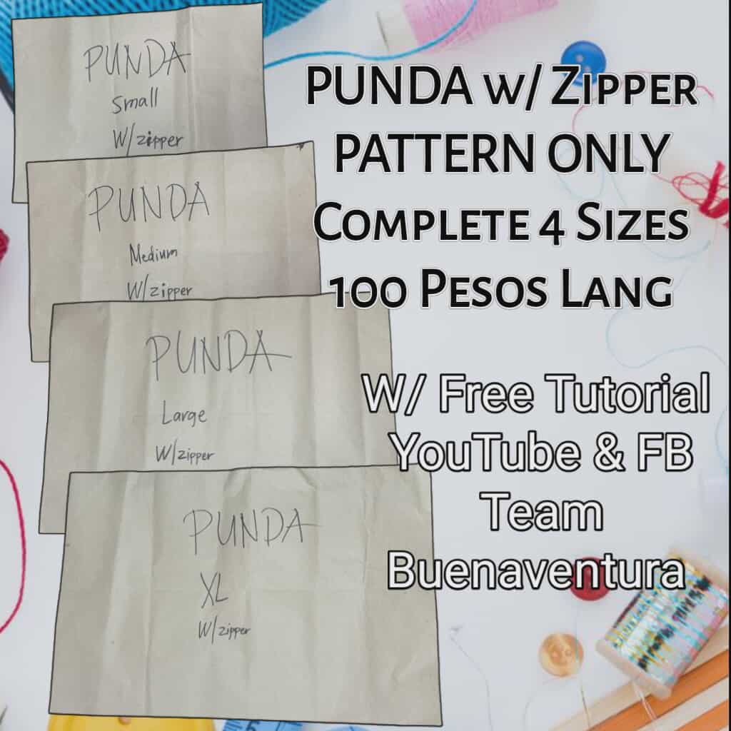 Punda with Zipper Pattern Only | Complete 4 Sizes Small–XL | Sewing Pattern 100 Pesos