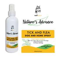 Vet Core+ Natures Advance Tick and Flea Spray for Dogs and Home - Plant Based Formula - 250ml (8.45oz) - Repels Mosquitoes - Kills Ticks Fleas Lice and Flea Eggs - Made with Natural Essential Oils