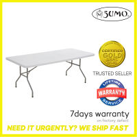 SUMO ST-9630F 8ft Rectangular Fold in Half Top Folding Plastic Table (White) Restobar Furniture Restobar Table Bar Furniture Bar Table Designer Table Pantry Table Cafe Table Cafe Furniture Restaurant Furniture Outdoor Table Outdoor Furniture