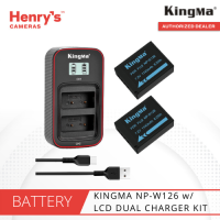 KINGMA NP-W126 2PCS BATTERY  1140MAH AND LCD DUAL CHARGER KIT FOR FUJIFILM XT200 XT100 XT3 XT2 XT1 A3 PRO2 XT30 X-T10 X-T20 X-A1 X-A2 X-A3- HENRYS CAMERAS