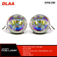 DLAA Round Fog Lamp/Fog Light H3 12V 55W With Rainbow Crystal Lens D90 x L72mm 1 Pair LA-168X-R