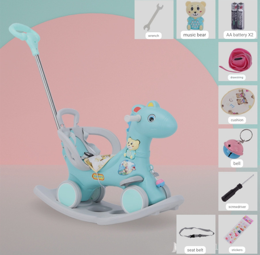 Baby Trojan Horse Rocking Chair Boys and Girls Toy Multifunctional Rocking Horse Dual Music Ride on toy car