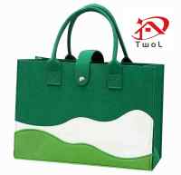 TWOL SHOP 1pcs Felt Bag Large Capacity Striped Shoulder Bag with Fixed Shoulder Strap Shopping Bags