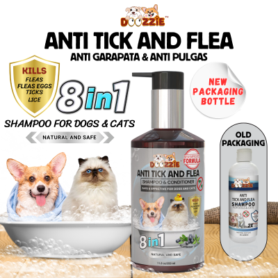 Image showcasing Doozzie 8in1 Shampoo Anti Tick & Flea and Anti Fungal Anti Mange ...