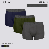 COLLAB By Inspi 3pcs Set Plain Boxer Brief for Men Boxers Shorts Underwear Assorted Colors Black Grey Blue Comfortable Daily Wear