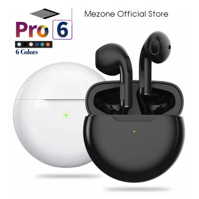 Mezone TWS Pro6 Wireless Earphones Bluetooth Headphones with Mic Earbuds Ear Bods Stereo Sport Gaming Headset With Charging Box Microphone