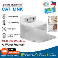 CATLINK AI Wireless Water Fountain 2.3L Built-in Rechargeable 5000 mAh Lithium Battery 7 Layers Filtration 30DB Ultra-Quiet Water Pump Smart App Control Health Monitoring for Cats and Small Dogs - VMI