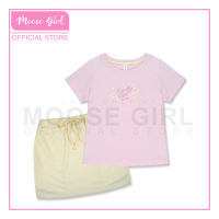 Moose Girl Blouse With Skirt Set with Print Details Icy Pink and Cream Butter (GBSKS 606 8593 LP)