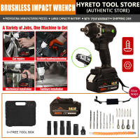 Hyreto Cordless Impact Wrench Brushless Copper Motor 980N.M High Torque Power Tool Portable Impact Drive Tools Set Power Spanner Machine for Motorcycles and Car ﻿
