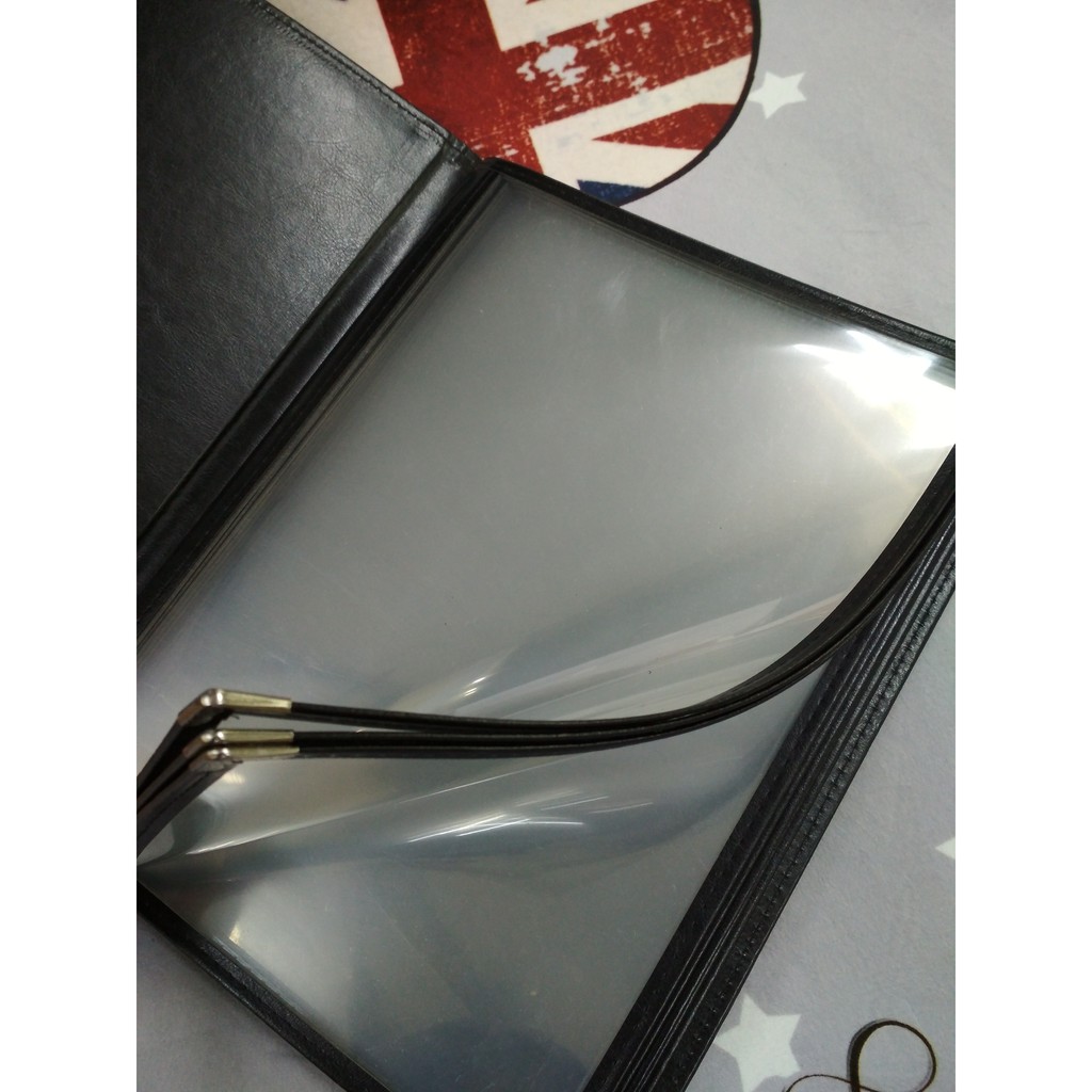 Leather BLACK Cover High-end Menu book Menu stand Menu holder Menu board A4 Size 4-6-8-10-12 Pages