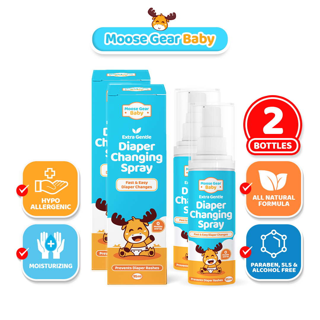 Moose Gear Baby Diaper Changing Spray 95ml 2SETS Extra Gentle Natural Tiny Bottle Quick & Easy