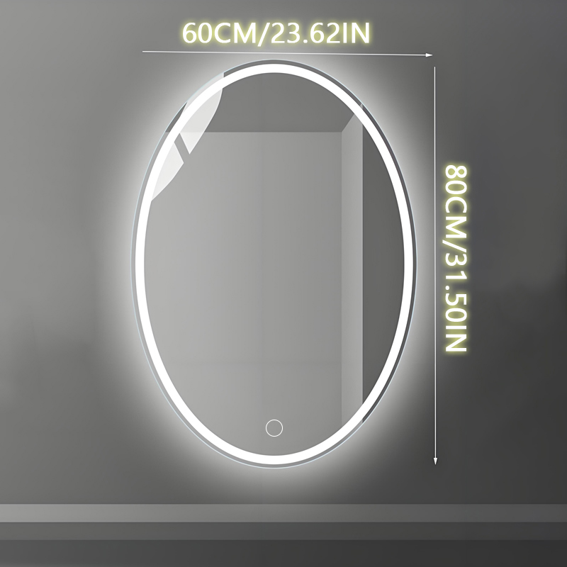 Wall Mounted Oval Smart LED Mirror Luxury Bathroom Waterproof Anti-fog 3 Color Dimmable Touch Screen Makeup Mirror Dimmable Makeup Vanity Mirror